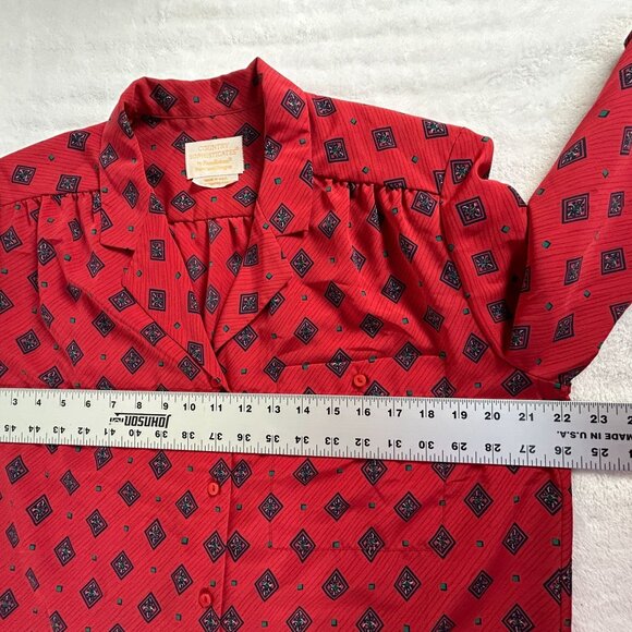 Vintage Pendleton Country Sophisticates Womens Red Geometric Button-Up Blouse - Picture 6 of 7